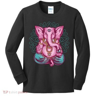 Elephant Meditating Kids Long Sleeve Shirt