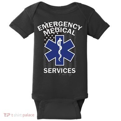 Emergency Medical Services Flag Baby Bodysuit