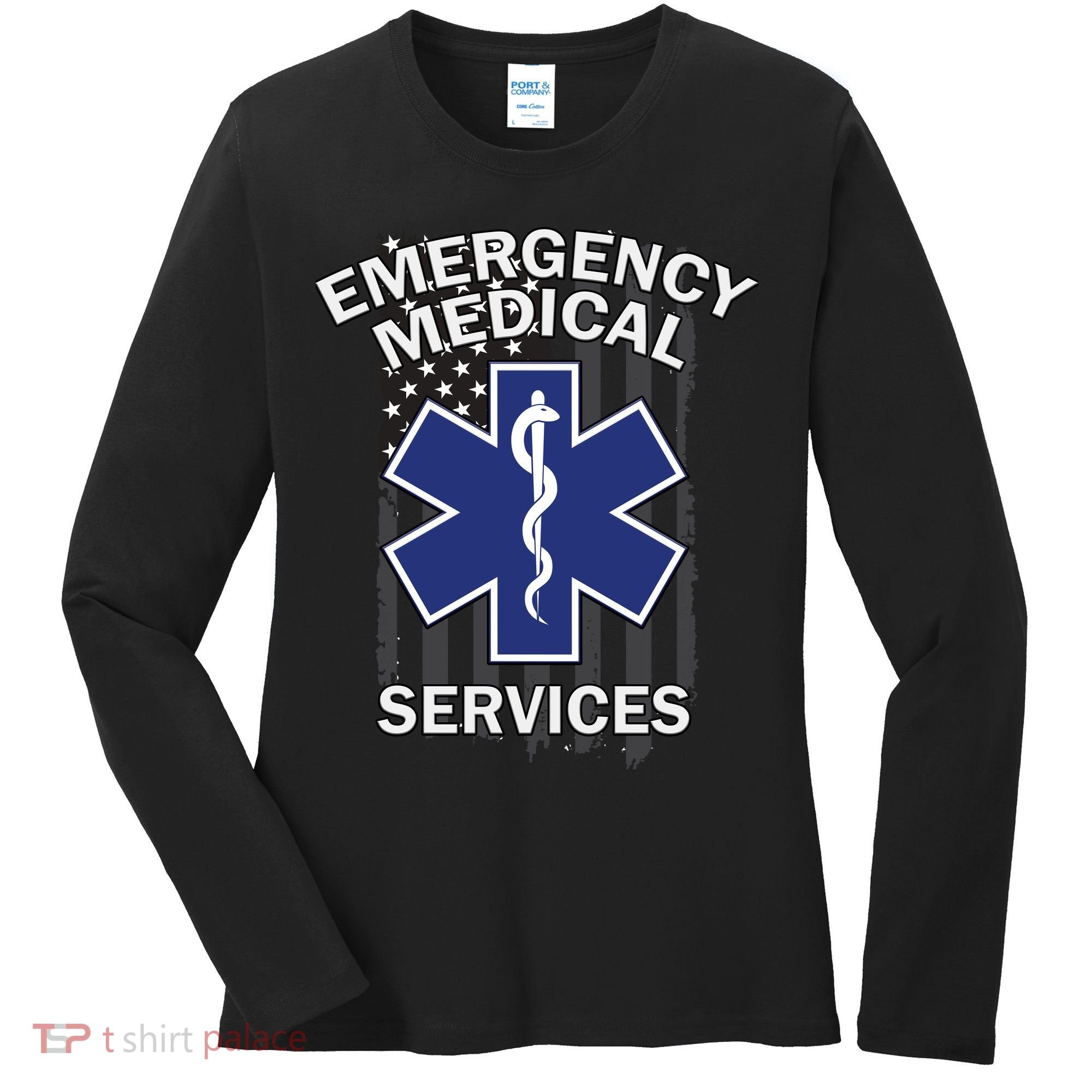Emergency Medical Services Flag Women's Long Sleeve Shirt
