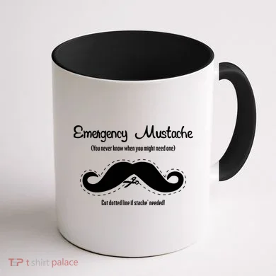 Emergency Mustache Coffee Mug back