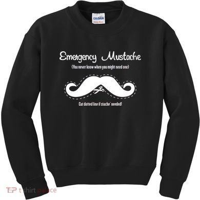 Emergency Mustache Kids Sweatshirt