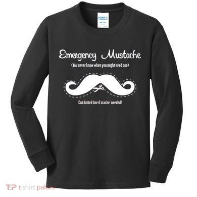 Emergency Mustache Kids Long Sleeve Shirt