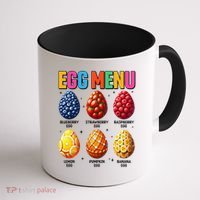 Egg Menu Fruit-Flavored Eggs Funny Easter Day Hunt Eggs Coffee Mug thumb 1