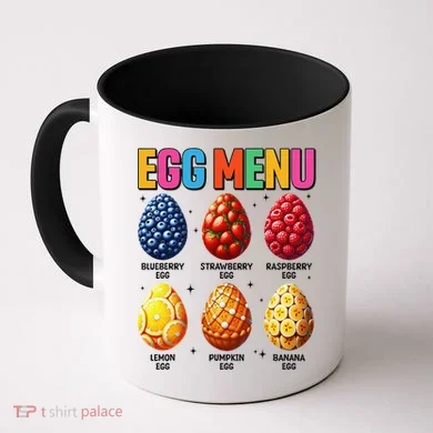 Egg Menu Fruit-Flavored Eggs Funny Easter Day Hunt Eggs Coffee Mug