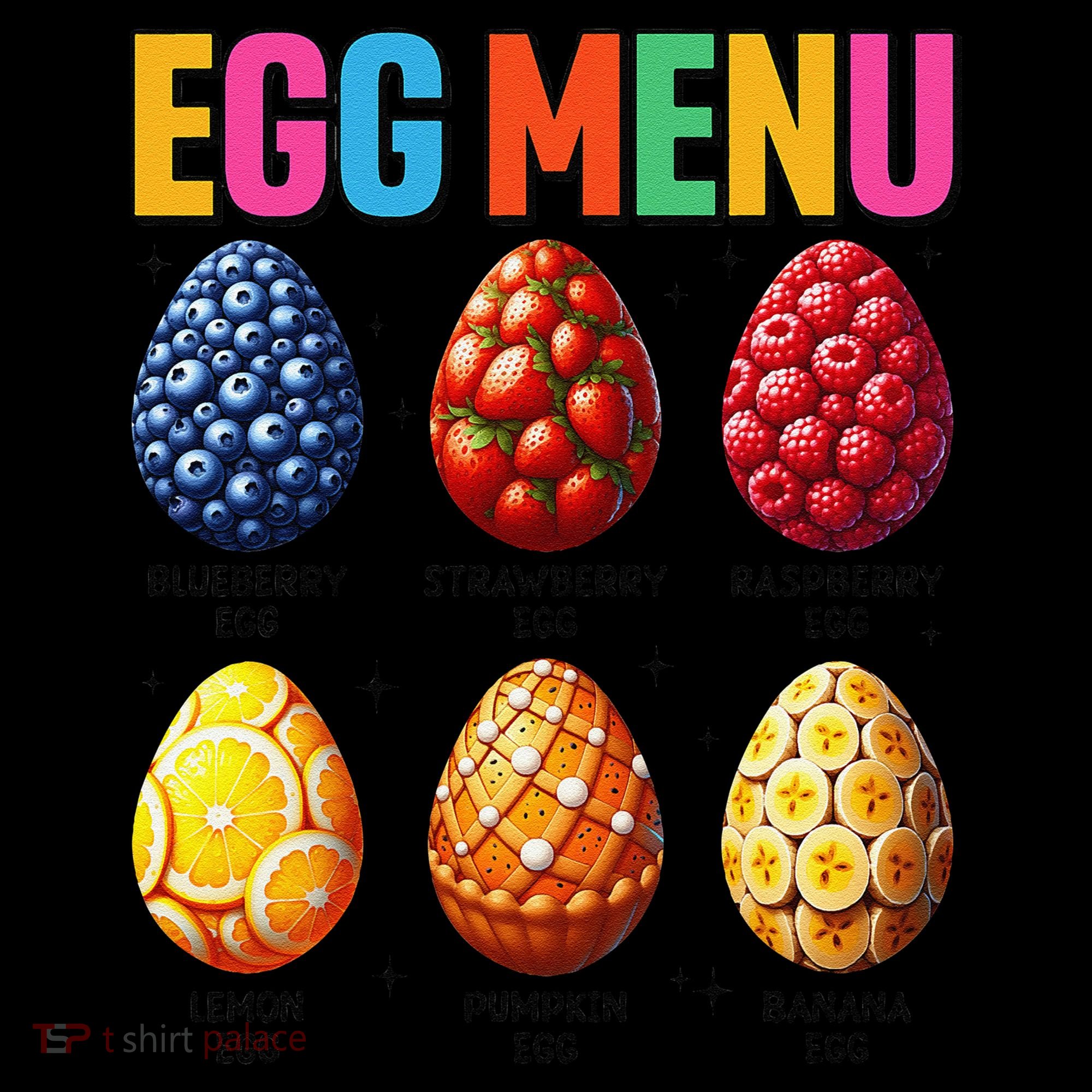 Egg Menu Fruit-Flavored Eggs Funny Easter Day Hunt Eggs Coffee Mug
