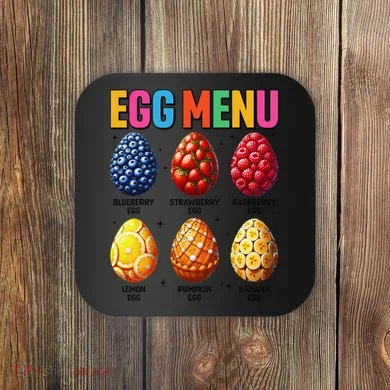 Egg Menu Fruit-Flavored Eggs Funny Easter Day Hunt Eggs Coaster