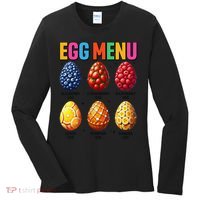 Egg Menu Fruit-Flavored Eggs Funny Easter Day Hunt Eggs Women's Long Sleeve Shirt thumb 0