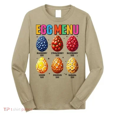 Egg Menu Fruit-Flavored Eggs Funny Easter Day Hunt Eggs Long Sleeve Shirt