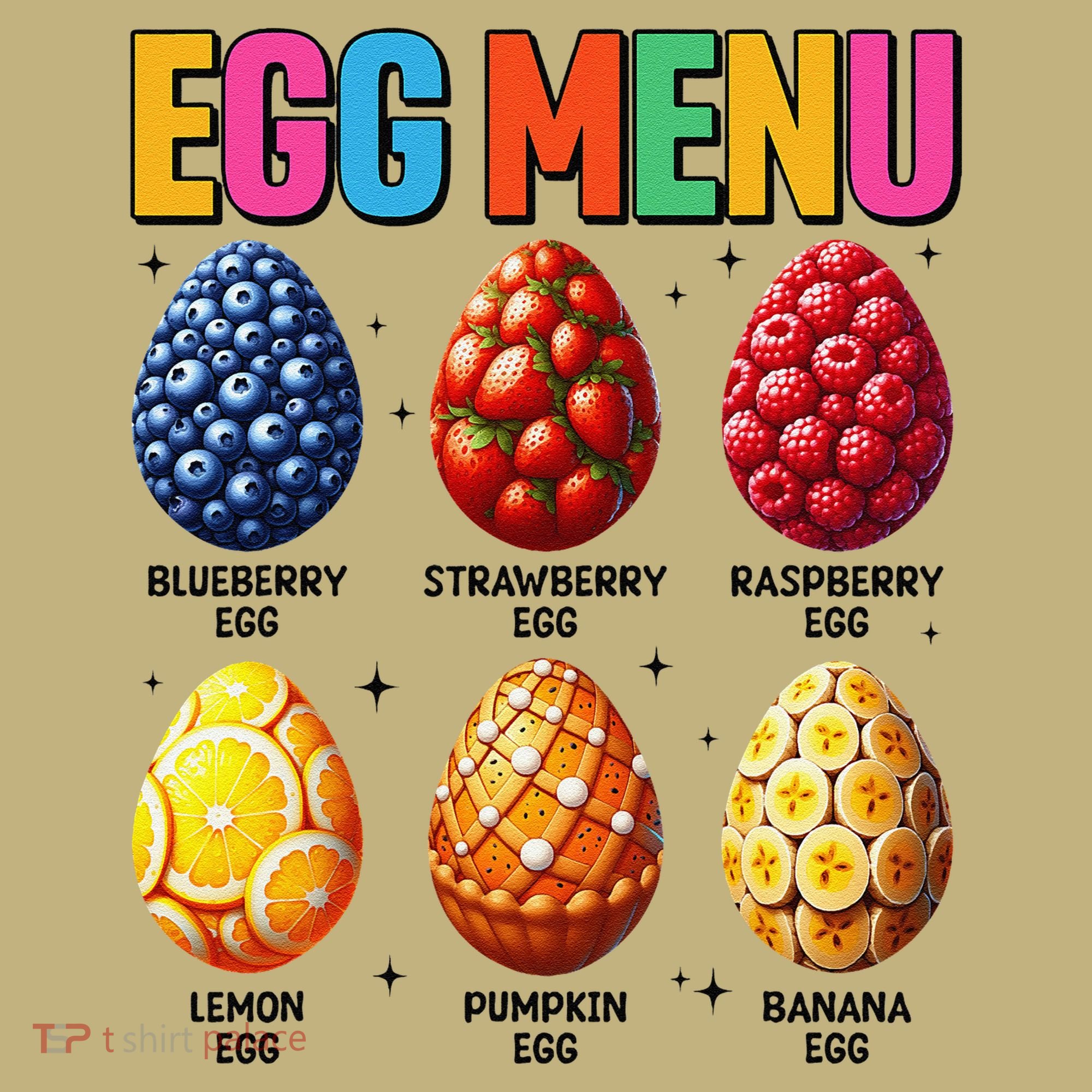 Egg Menu Fruit-Flavored Eggs Funny Easter Day Hunt Eggs Button