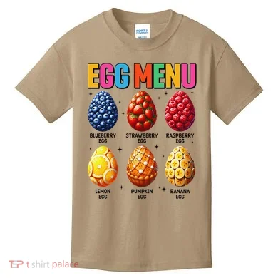 Egg Menu Fruit-Flavored Eggs Funny Easter Day Hunt Eggs Kids T-Shirt