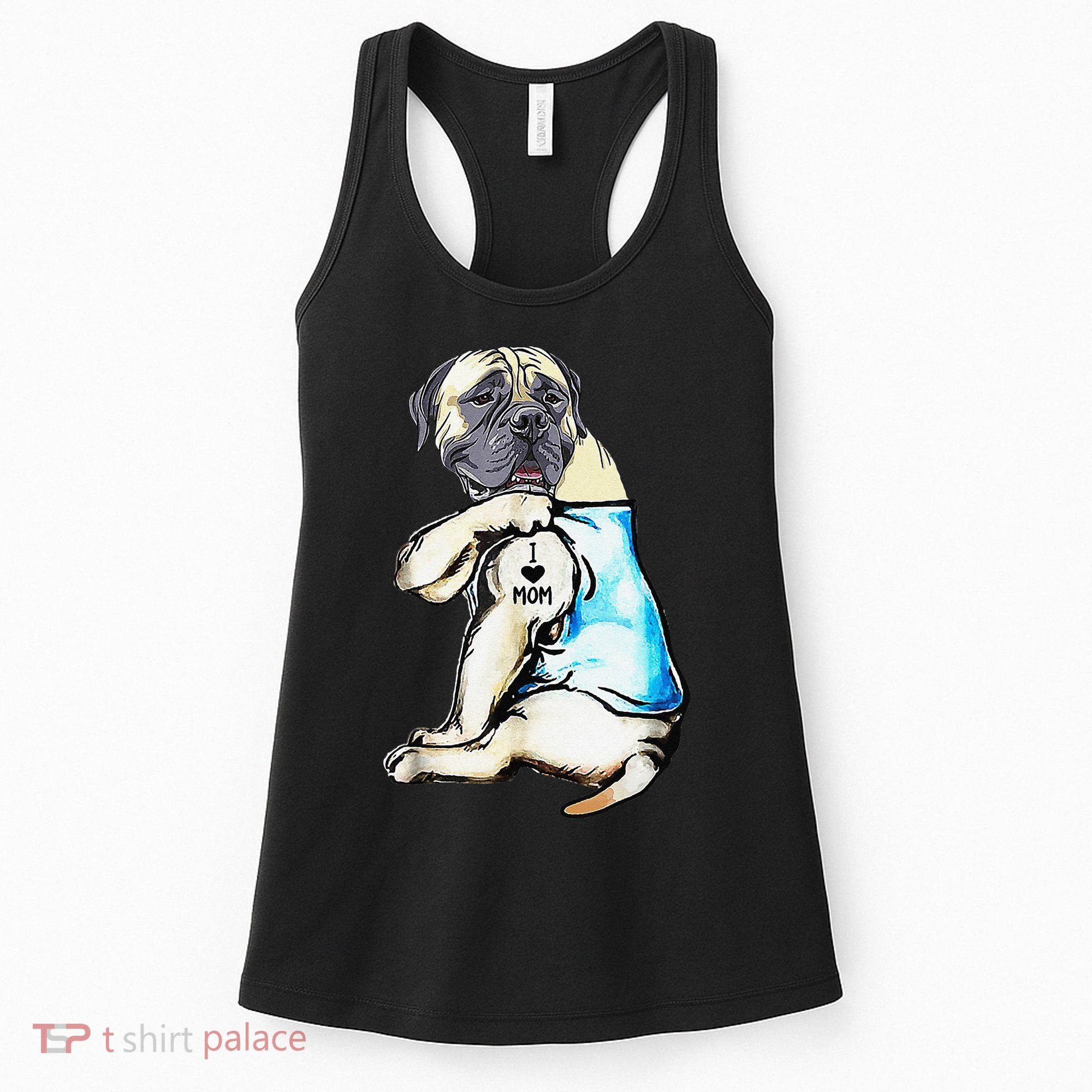 English Mastiff I Love Mom Funny English Mastiff Tattooed Women's Tank Top