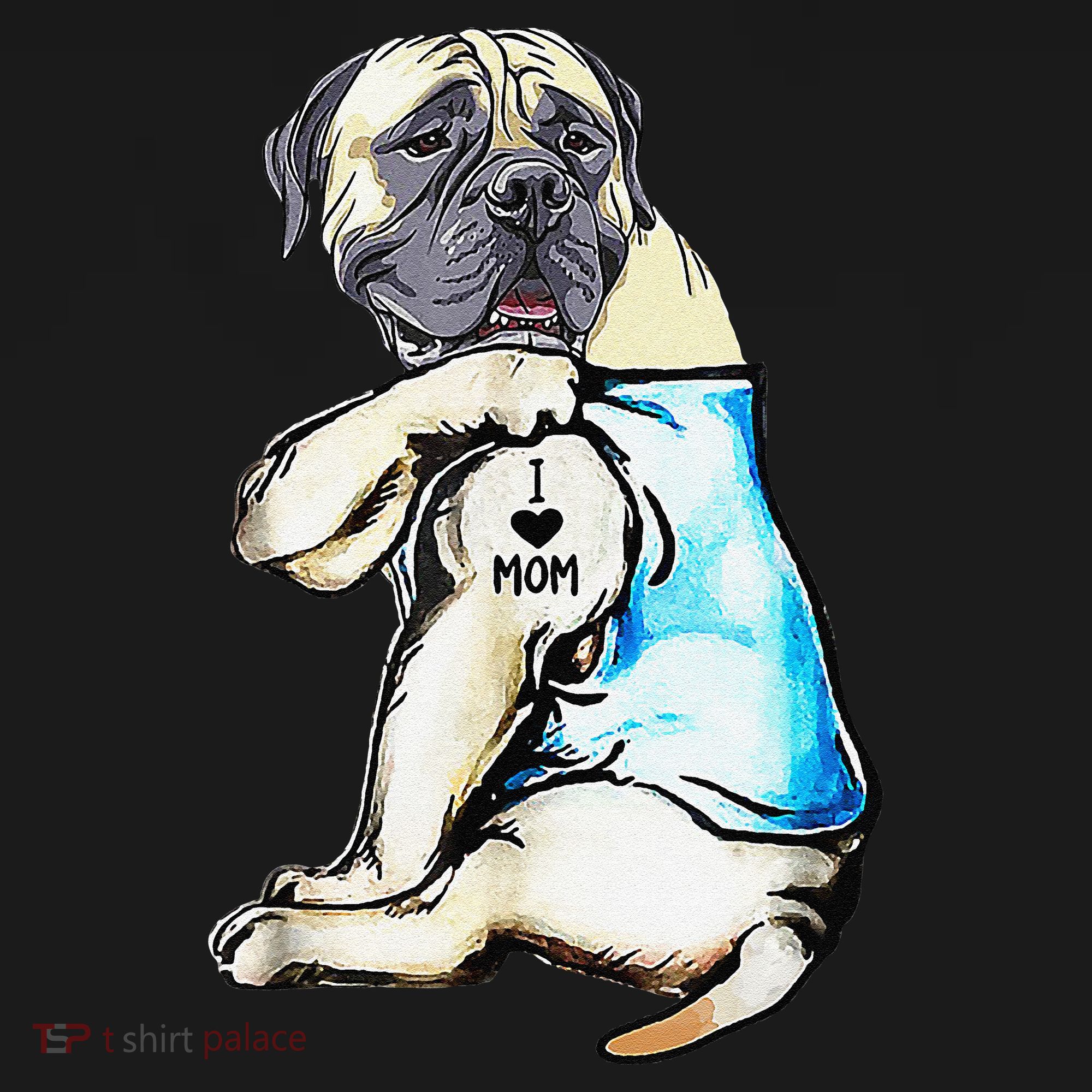 English Mastiff I Love Mom Funny English Mastiff Tattooed Women's Tank Top
