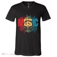 Electronic Music Lover Dj Retro Headphones V-Neck T-Shirt thumb 0