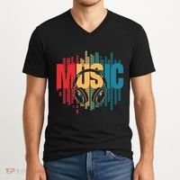 Electronic Music Lover Dj Retro Headphones V-Neck T-Shirt thumb 2
