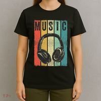 Electronic Music Lover DJ Gift Vintage Retro Headphones T-Shirt thumb 4