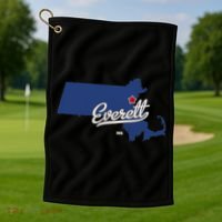 Everett Massachusetts MA Map Golf Towel thumb 1