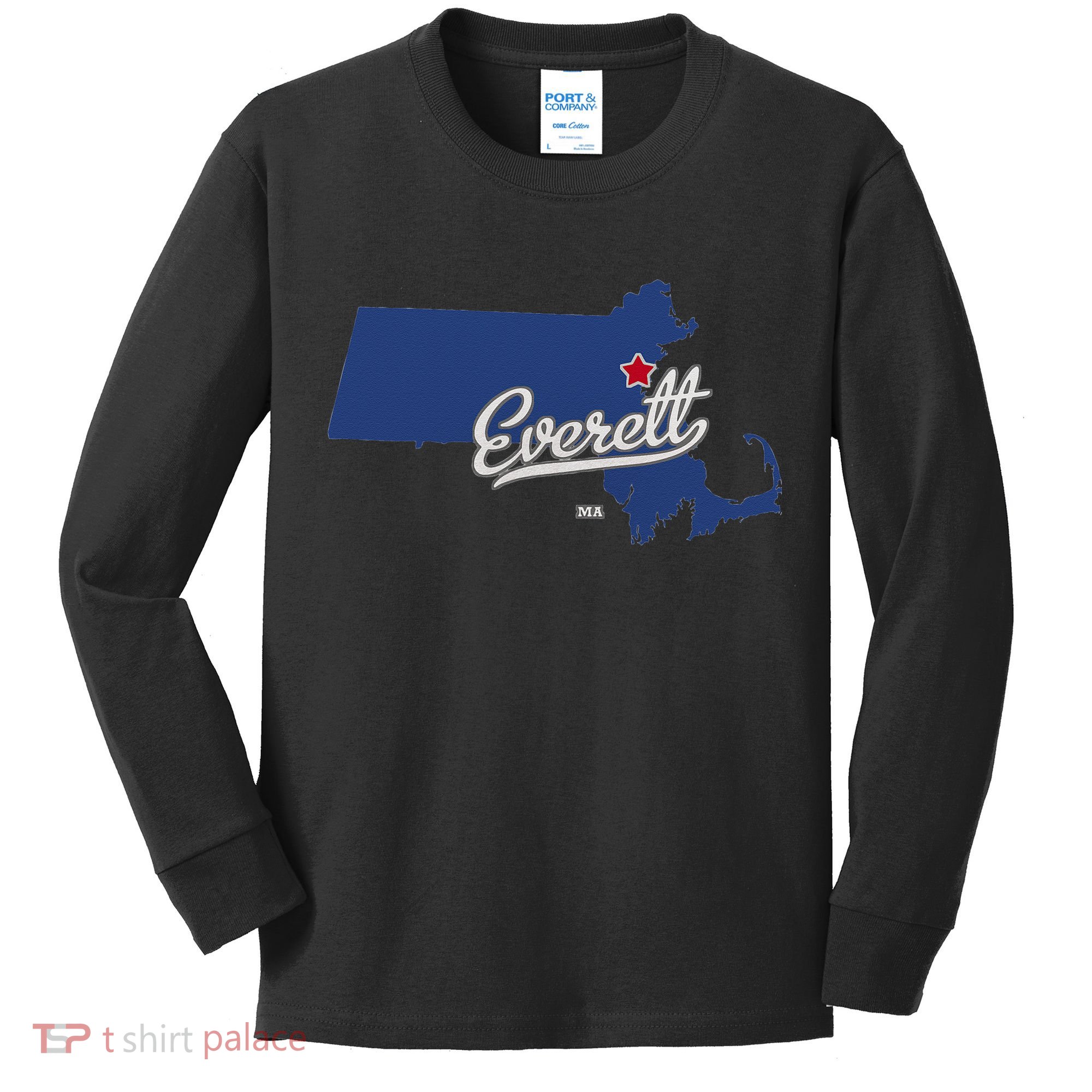 Everett Massachusetts MA Map Kids Long Sleeve Shirt