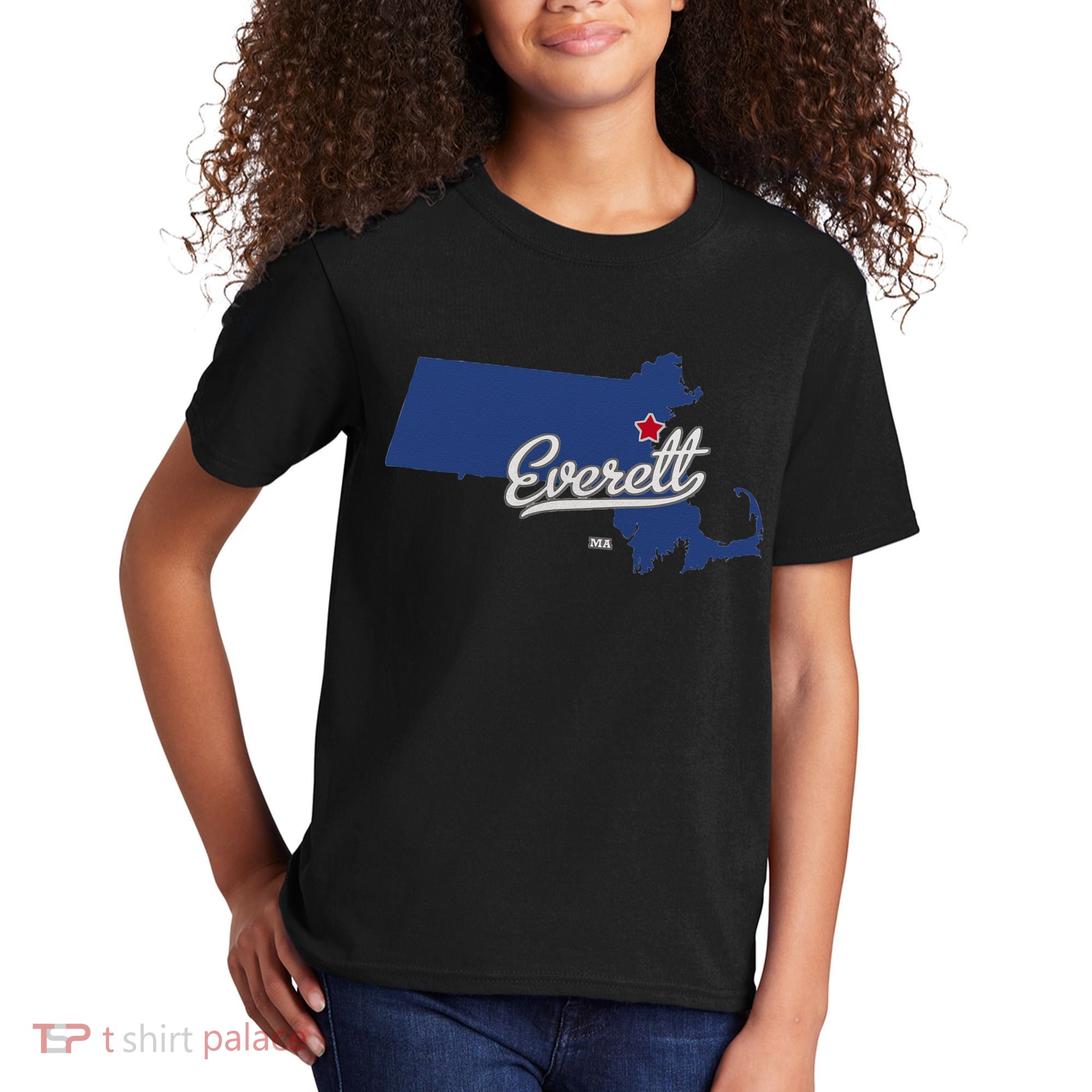 Everett Massachusetts MA Map Kids T-Shirt
