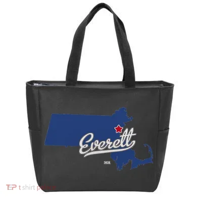 Everett Massachusetts MA Map Tote Bag