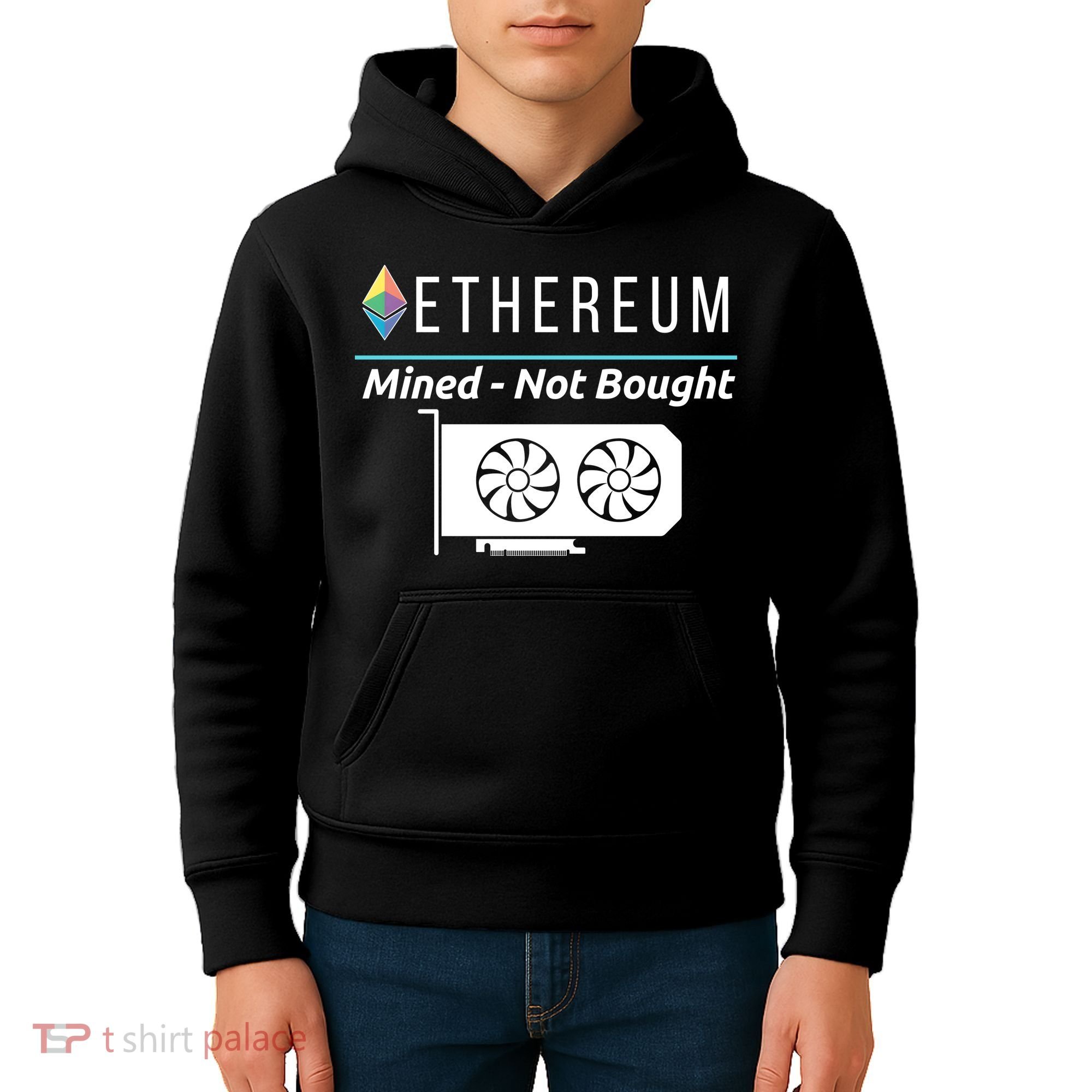 Ethereum Mined Not Bought GPU Mining Rigs ETH Crypto Miner Kids Hoodie
