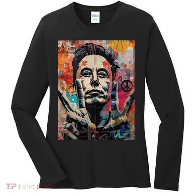 Elon Musk Nobel Peace Prize Garment Dyed Women's Long Sleeve Shirt