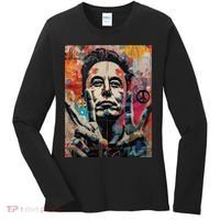 Elon Musk Nobel Peace Prize Garment Dyed Women's Long Sleeve Shirt thumb 0