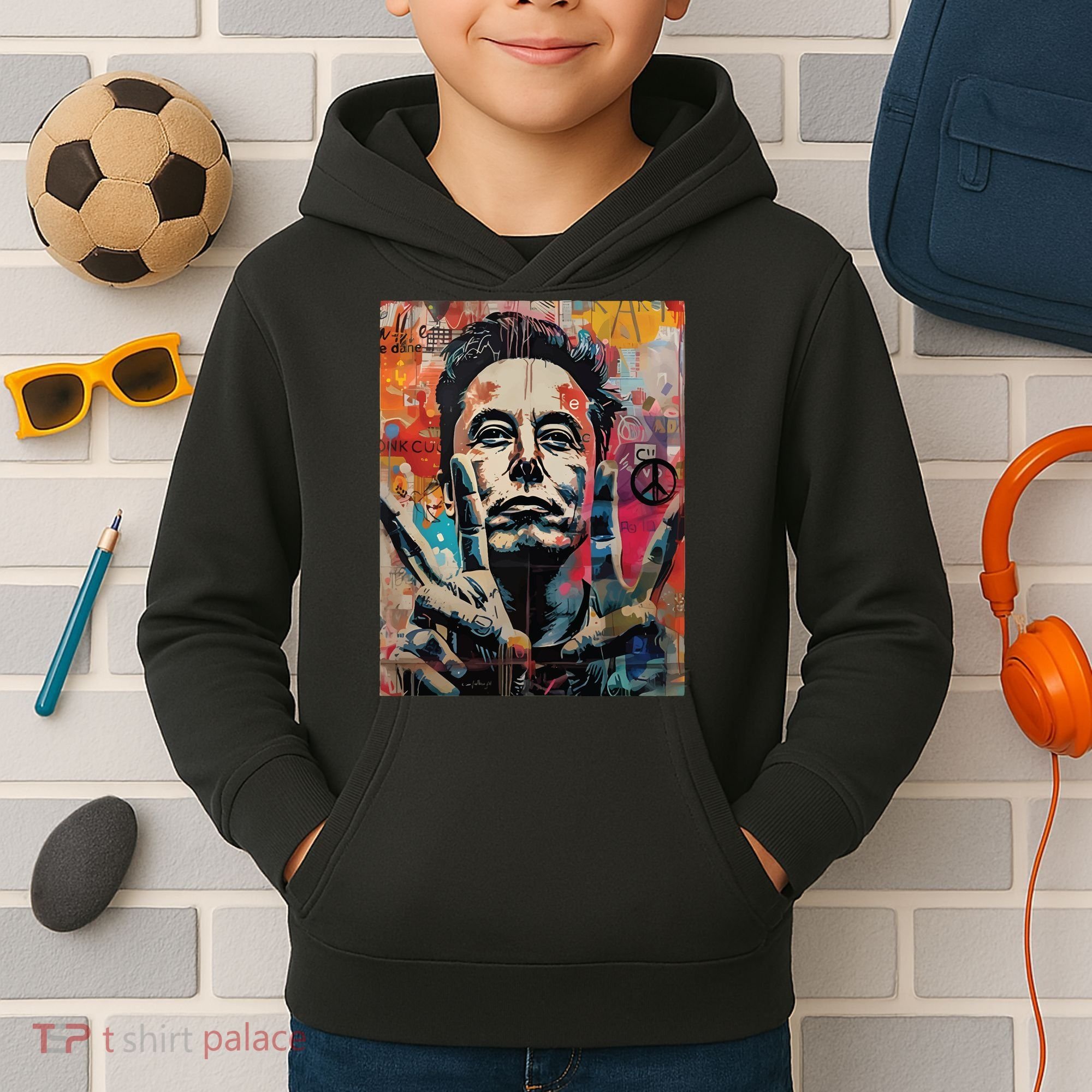 Elon Musk Nobel Peace Prize Garment Dyed Kids Hoodie