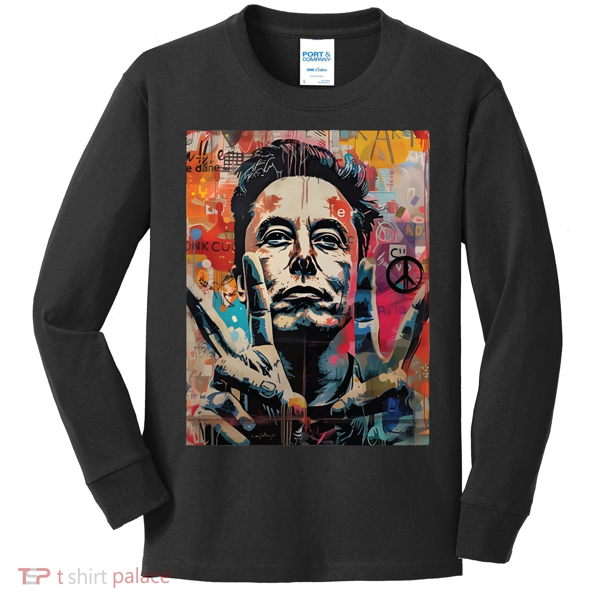 Elon Musk Nobel Peace Prize Garment Dyed Kids Long Sleeve Shirt