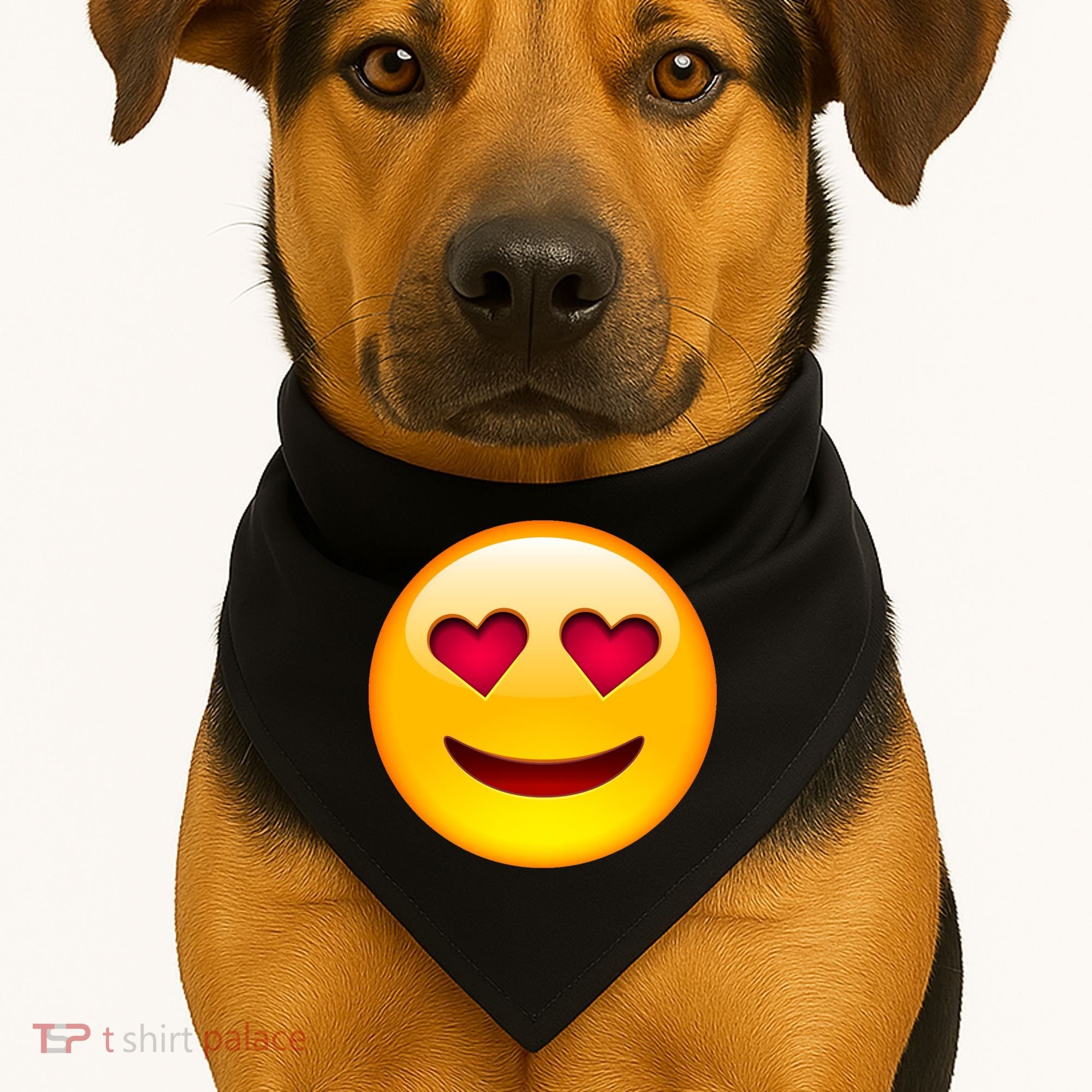 Emoticon Love Emoji Smiley with Heart Eyes USA-Made Doggie Bandana
