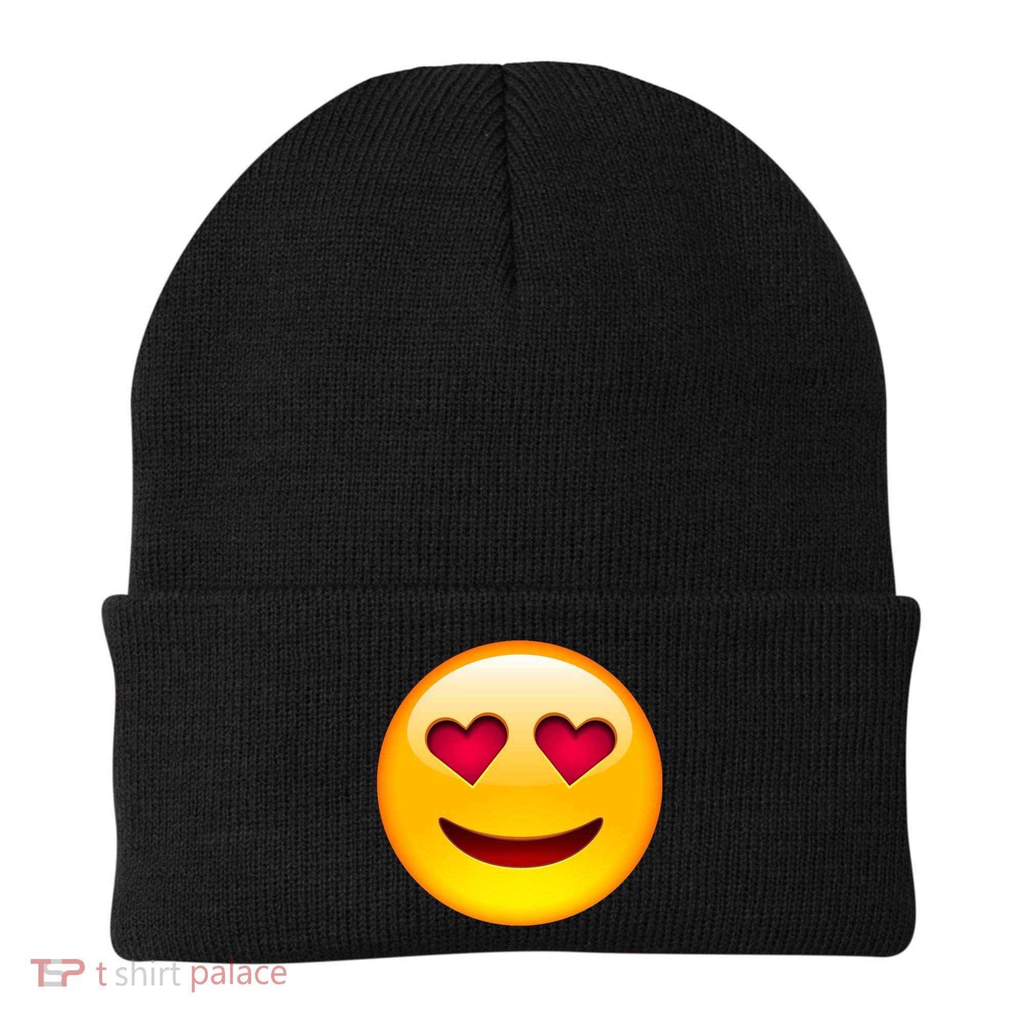 Emoticon Love Emoji Smiley with Heart Eyes Beanie