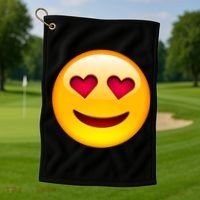 Emoticon Love Emoji Smiley with Heart Eyes Golf Towel thumb 1