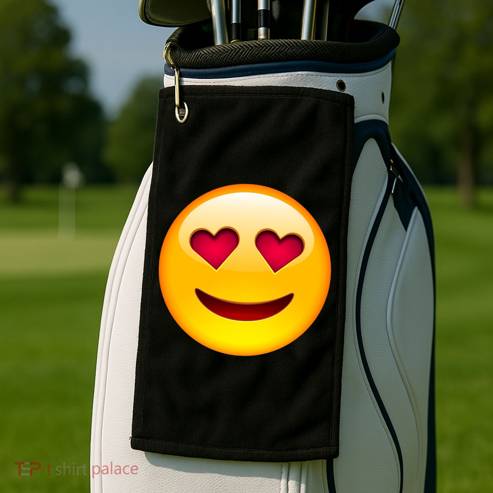 Emoticon Love Emoji Smiley with Heart Eyes Golf Towel