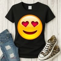 Emoticon Love Emoji Smiley with Heart Eyes Women's T-Shirt thumb 3