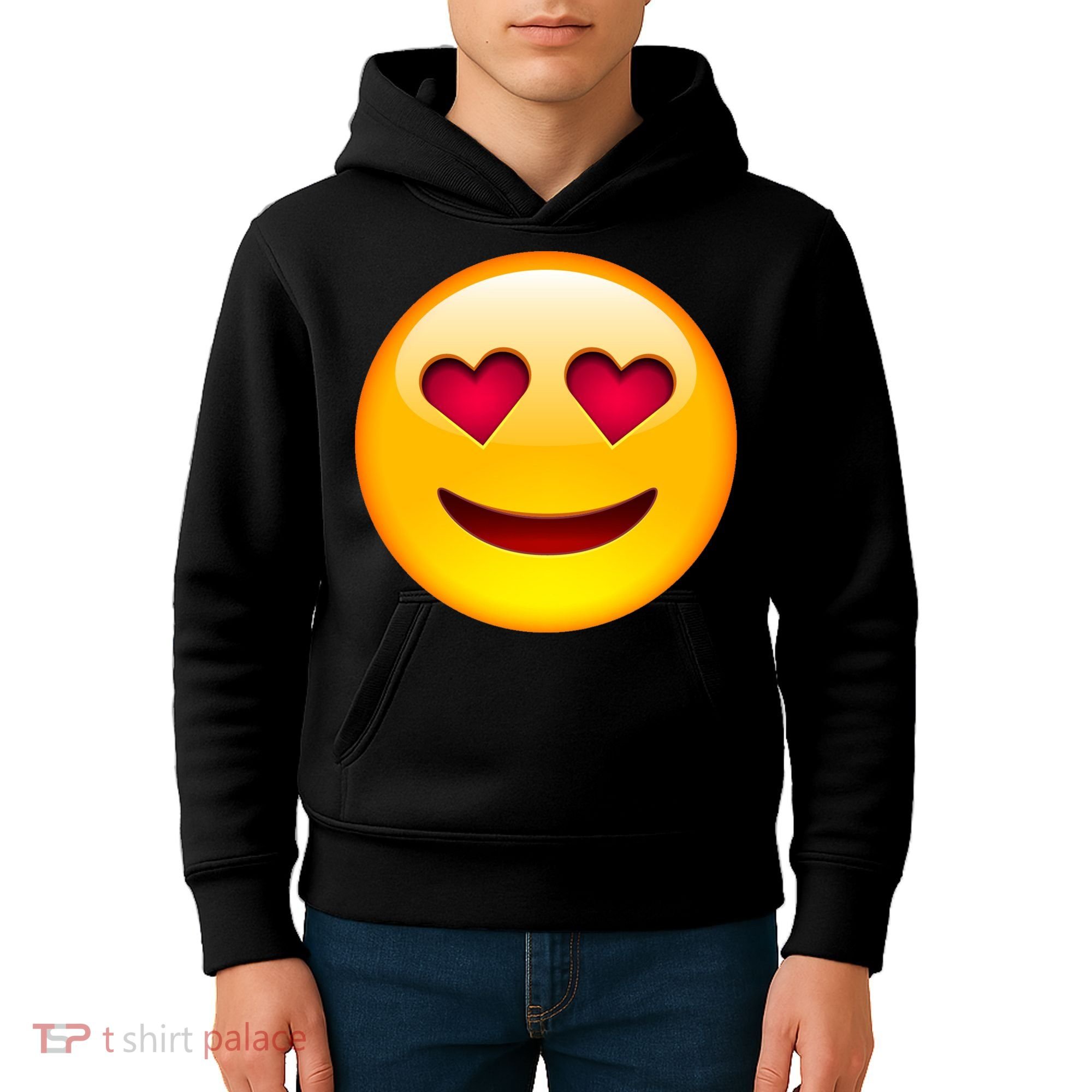 Emoticon Love Emoji Smiley with Heart Eyes Kids Hoodie