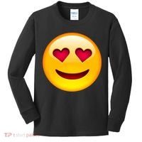 Emoticon Love Emoji Smiley with Heart Eyes Kids Long Sleeve Shirt thumb 0