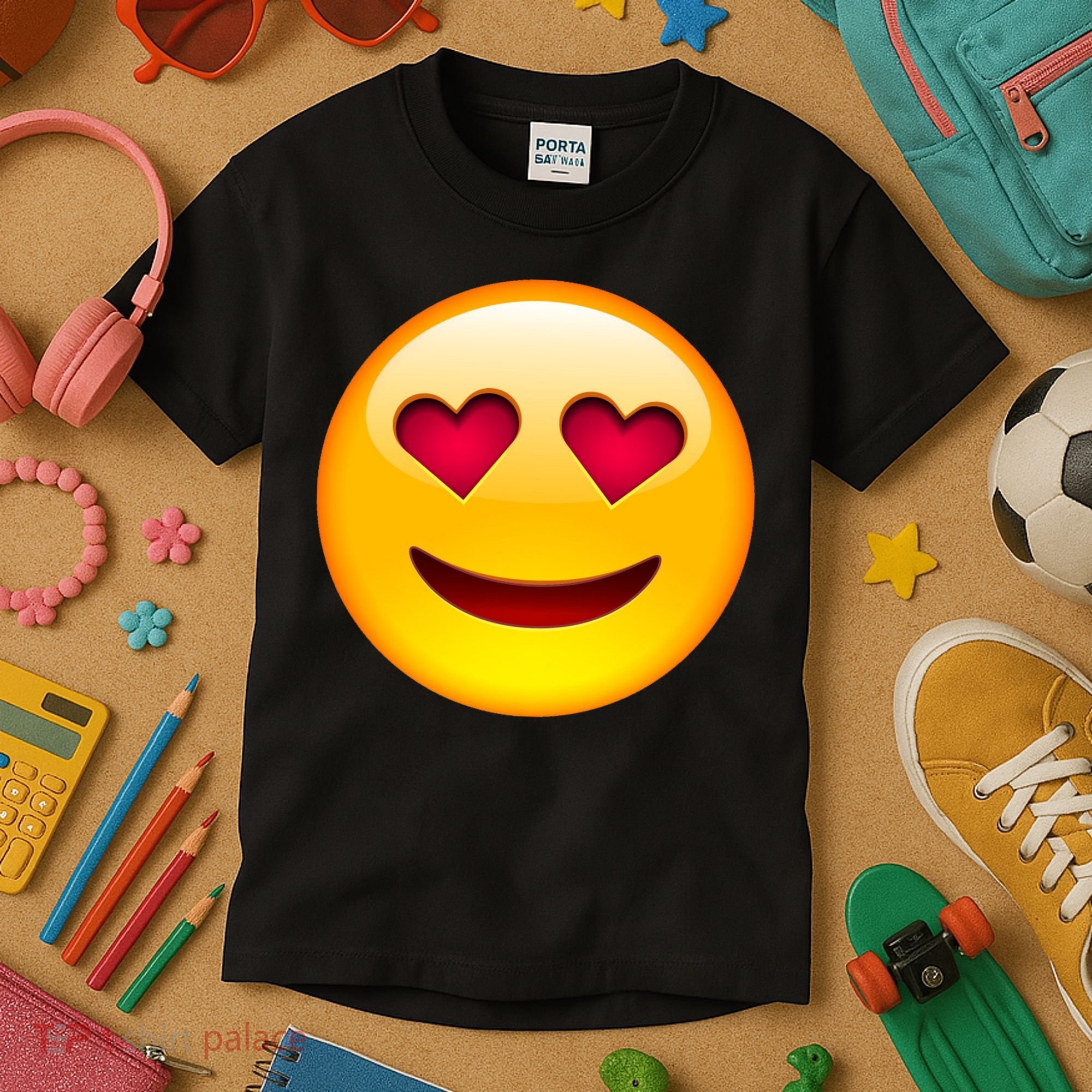 Emoticon Love Emoji Smiley with Heart Eyes Kids T-Shirt