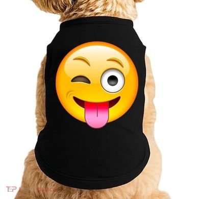 Emoticon Tongue Out Emoji with Winking Eye Smiley Doggie Tank