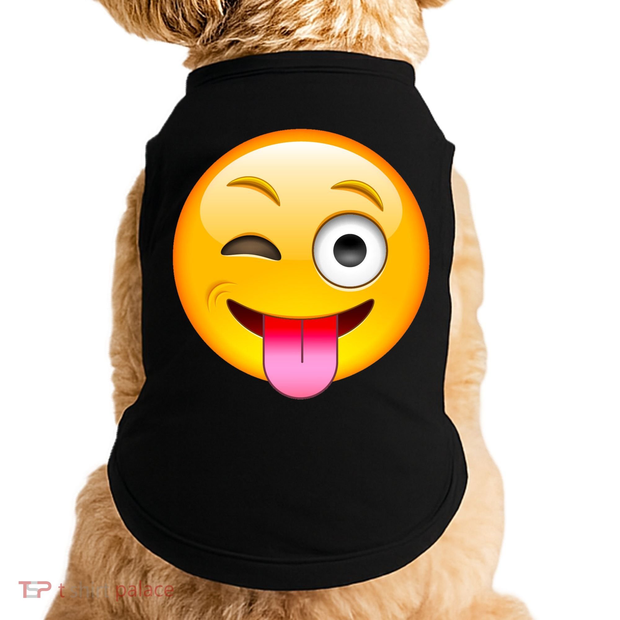 Emoticon Tongue Out Emoji with Winking Eye Smiley Doggie Tank