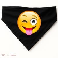 Emoticon Tongue Out Emoji with Winking Eye Smiley USA-Made Doggie Bandana thumb 0