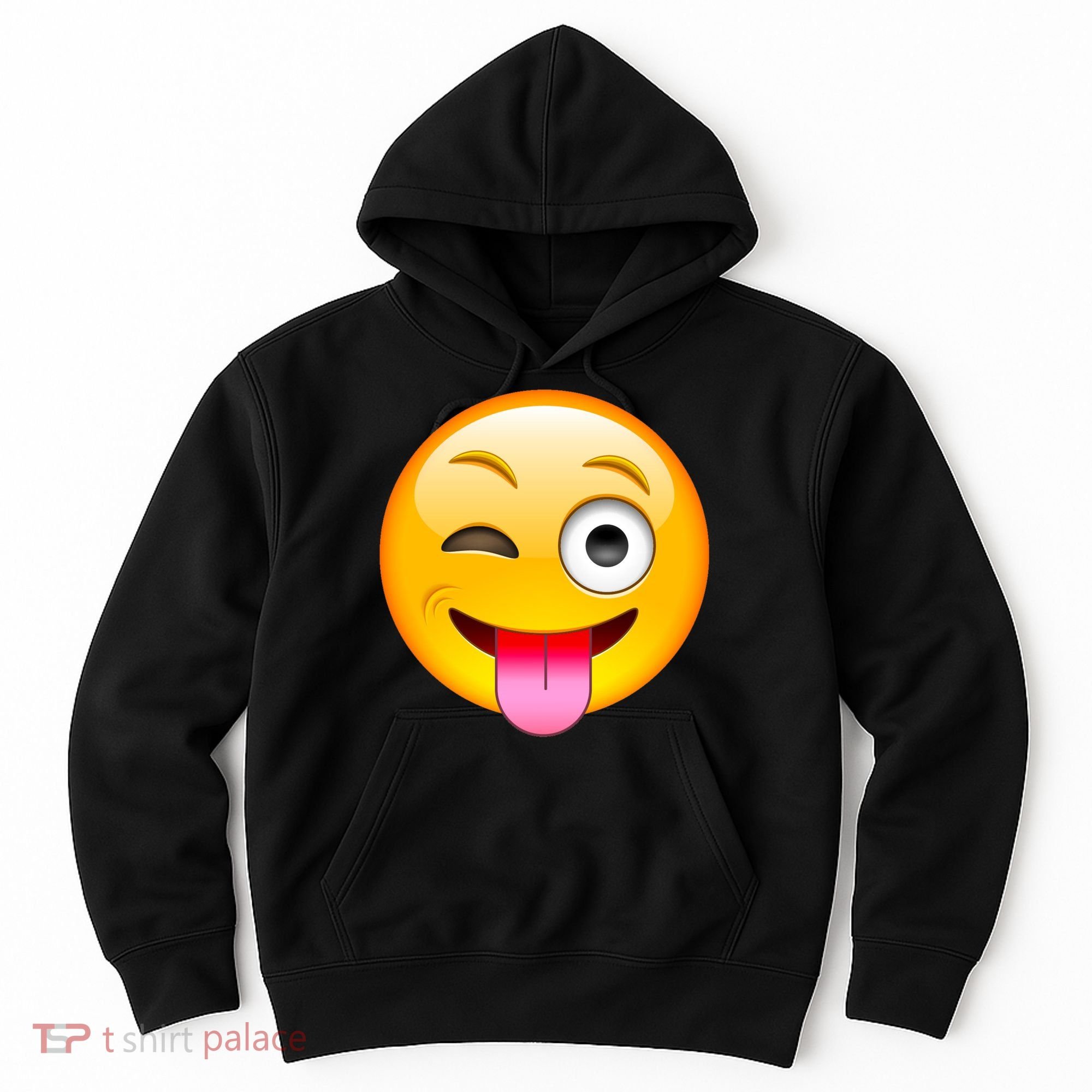Emoticon Tongue Out Emoji with Winking Eye Smiley Hoodie