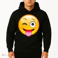 Emoticon Tongue Out Emoji with Winking Eye Smiley Hoodie thumb 2