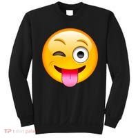 Emoticon Tongue Out Emoji with Winking Eye Smiley Sweatshirt thumb 0