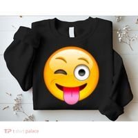 Emoticon Tongue Out Emoji with Winking Eye Smiley Sweatshirt thumb 2