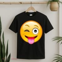 Emoticon Tongue Out Emoji with Winking Eye Smiley T-Shirt thumb 2