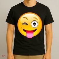 Emoticon Tongue Out Emoji with Winking Eye Smiley T-Shirt thumb 3