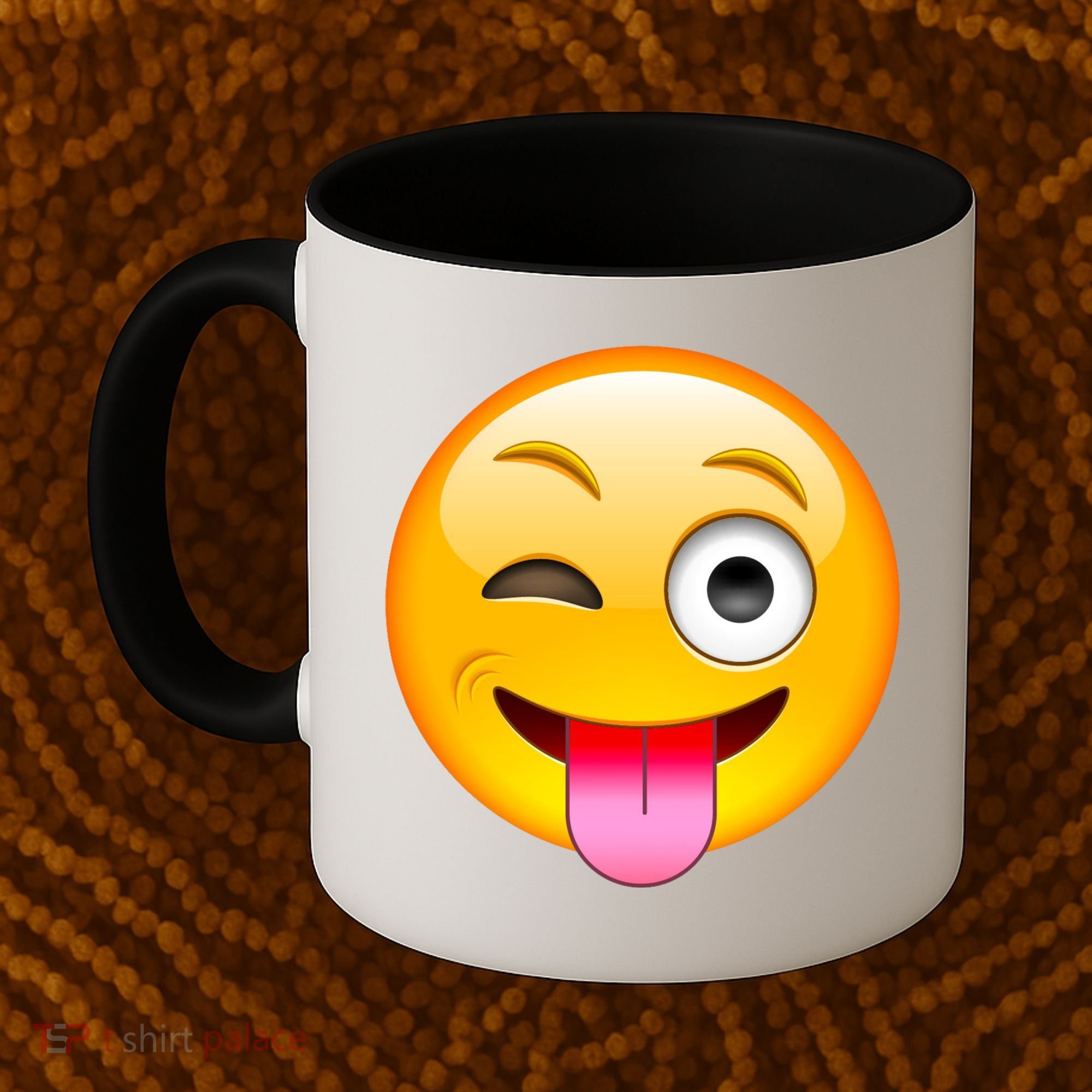 Emoticon Tongue Out Emoji with Winking Eye Smiley Coffee Mug