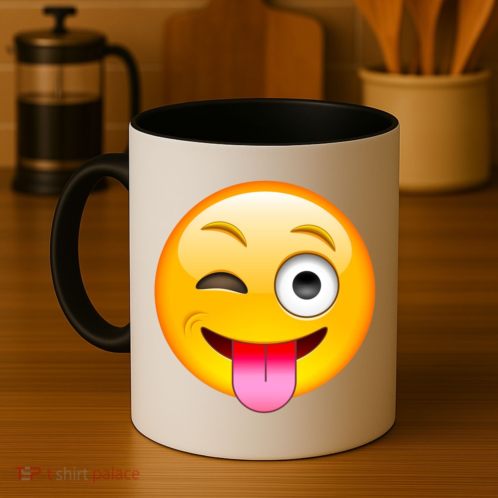 Emoticon Tongue Out Emoji with Winking Eye Smiley Coffee Mug