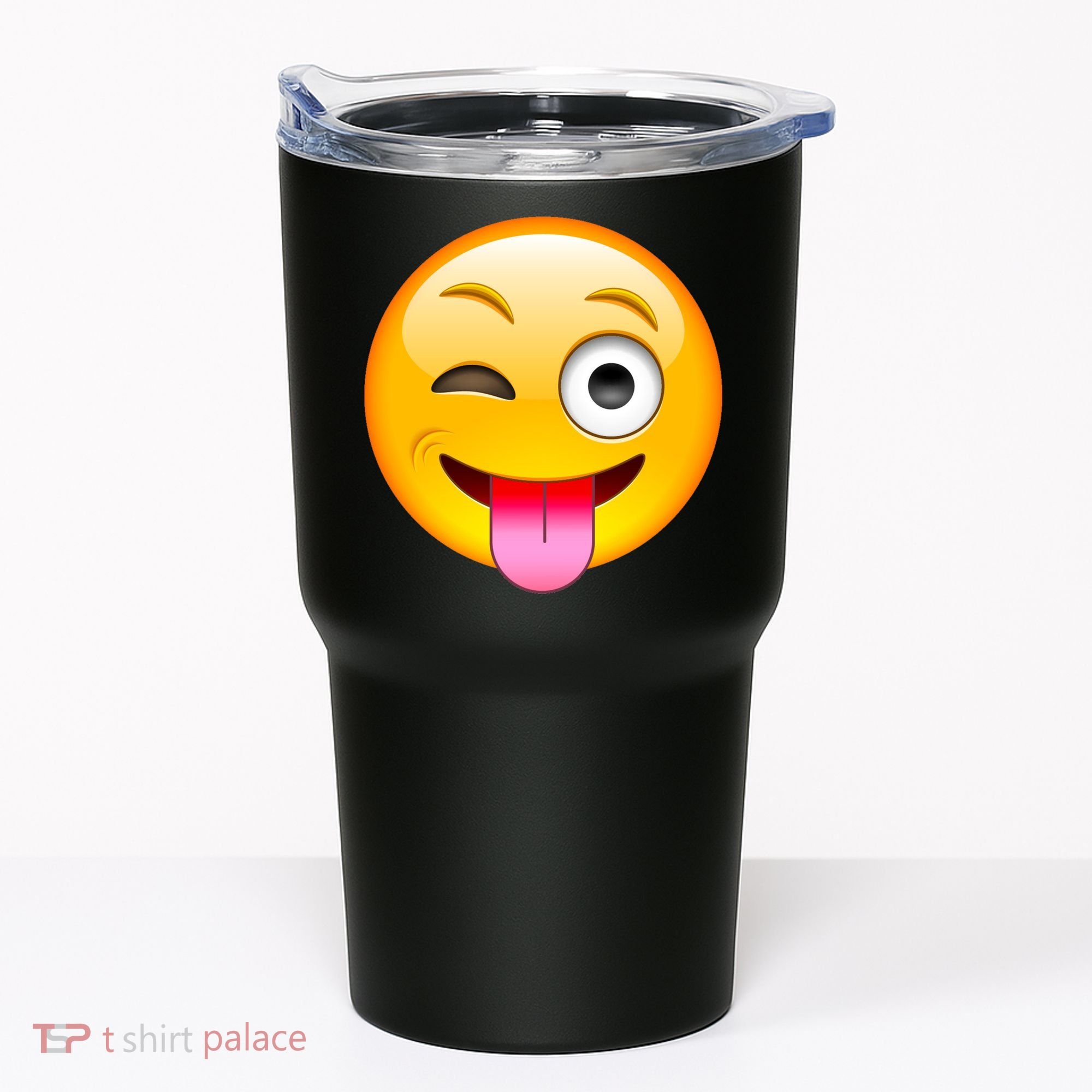 Emoticon Tongue Out Emoji with Winking Eye Smiley Tumbler