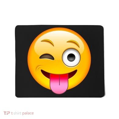 Emoticon Tongue Out Emoji with Winking Eye Smiley Mousepad
