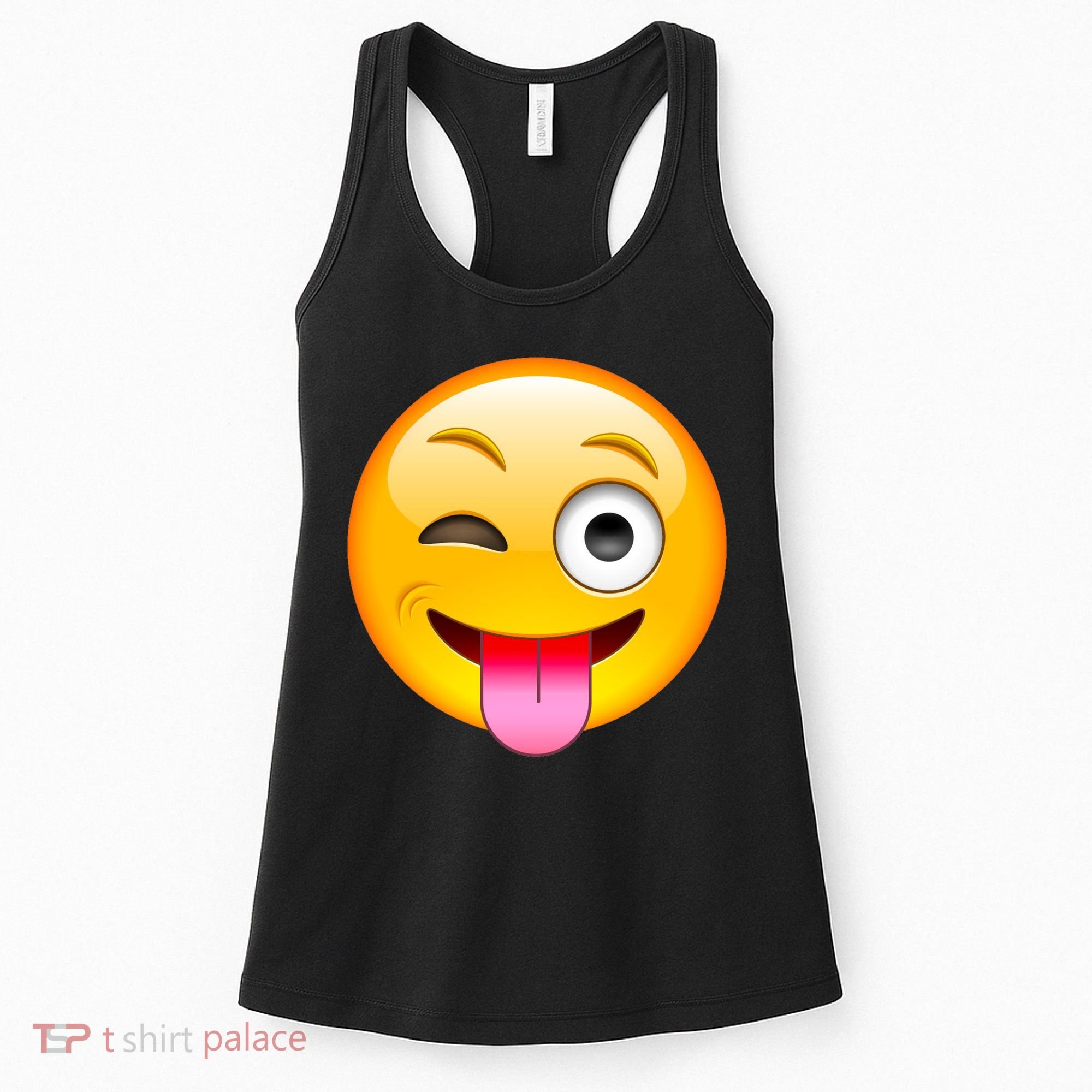Emoticon Tongue Out Emoji with Winking Eye Smiley Women's Tank Top